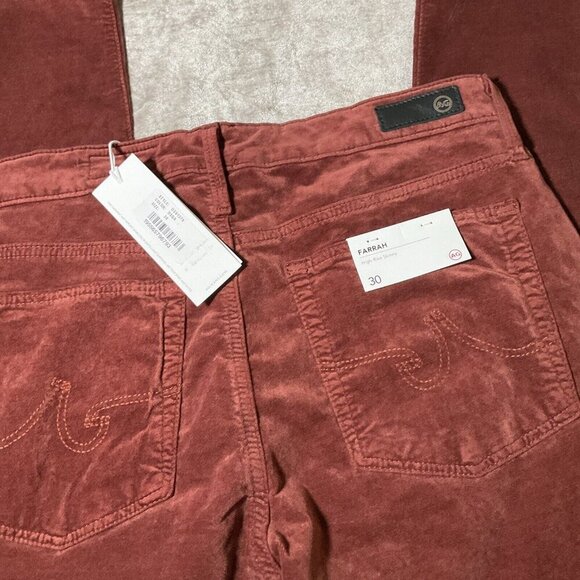 AG Adriano Goldschmeid The Farrah high rise jeans size 30 brown red preppy - Picture 15 of 16